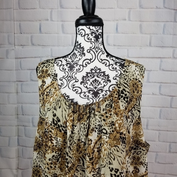 Maggie Barnes 3x lined animal print sleeveless top - Picture 2 of 11